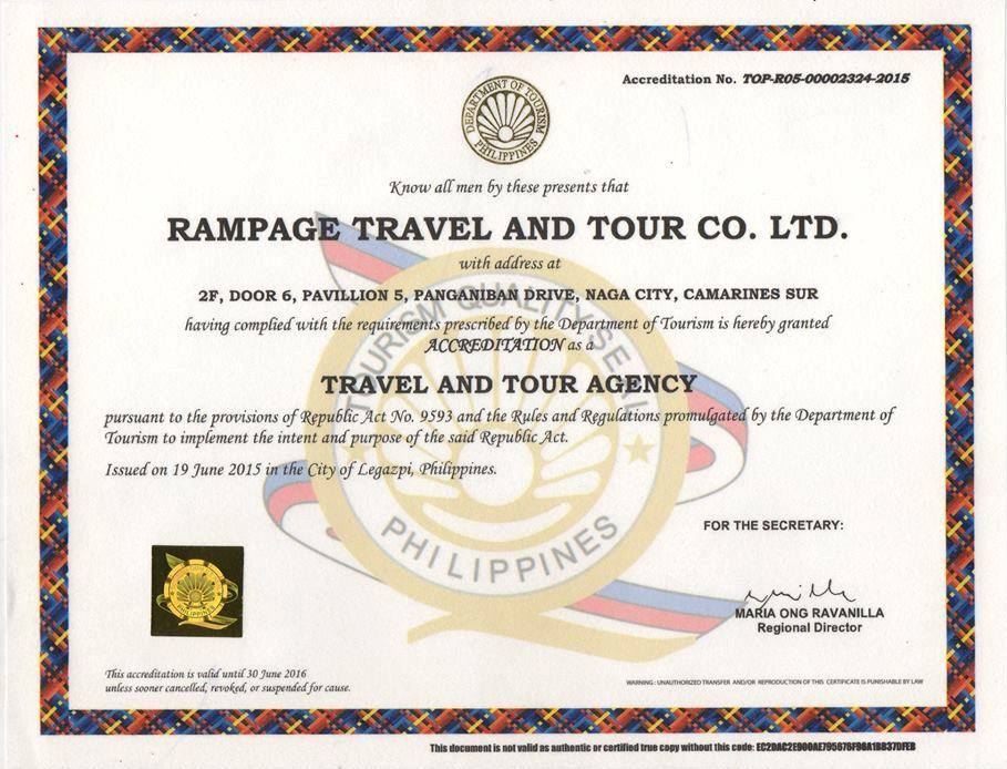 department of tourism license